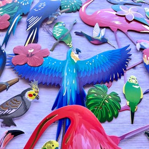 Lot de découpes d'oiseaux et de fleurs/feuilles en papier découpé - Paquet de 30 pour collage, création de cartes, scrapbooking, découpage, travaux manuels en papier