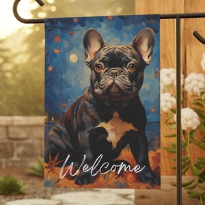 Welcome French Bulldog Garden Flag, Outdoor Decor, French Bulldog Garden Flag, House Flag, Outdoor Decor, Custom Garden Flag, Dog lover Gift