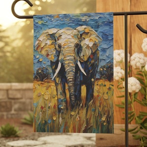 Cute Elephant Small Garden Flag, Outdoor decor, Yard Art, Lawn Flag, Garden Flag, House Flag, Elephant Lover Gift
