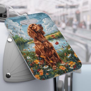 Irish Setter Luggage Tag, Personalized Tag, Backpack Tag, Travel Tag, School Bag Tag, Kids ID, Gym bag tag, Instrument Tag, Suitcase Tag