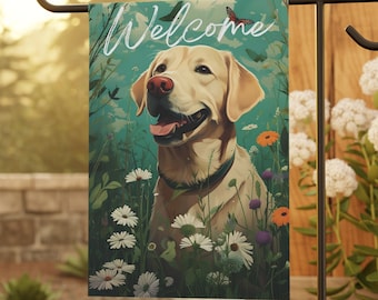 Golden Labrador Retriever Spring Garden Flag, Outdoor Decor, small garden flag, House flags, Dog lover gift, labrador lover gift