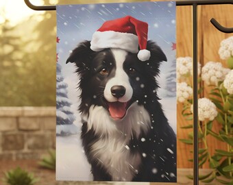 Border Collie Christmas Garden Flag, Holiday Dog Yard Decoration, Winter Outdoor Porch Flag, Dog Flag, Dog Lover Gift, House flag