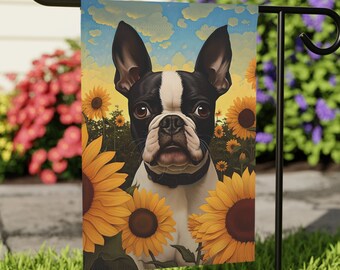 Boston Terrier Flag, Garden Flag, Summer Garden, Outdoor decor, Custom Flag, Dog Flag, Dog Lover Gift