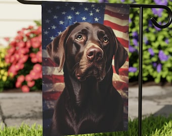 Summer Furry Friend: Chocolate Labrador 4th of July Dog Garden Flag - Add a Sweet Touch to Your Outdoor Decor, Dog flag, Outdoor decor