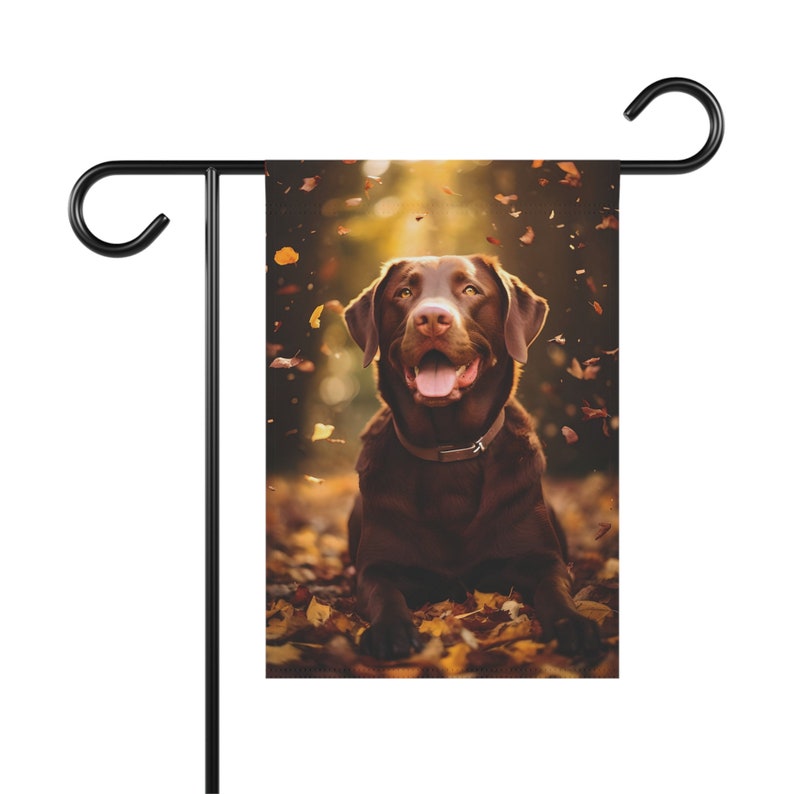 Chocolate Labrador Garden Flag, Fall flag - Perfect for Dog Lovers and Autumn Enthusiasts, Dog Flag, Outdoor Decor, Personalized Flag image 5