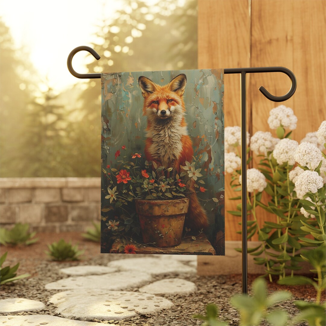 Fox Lover's Mini Garden Flag - Cute Fox in Flowerpot Print, Brighten ...