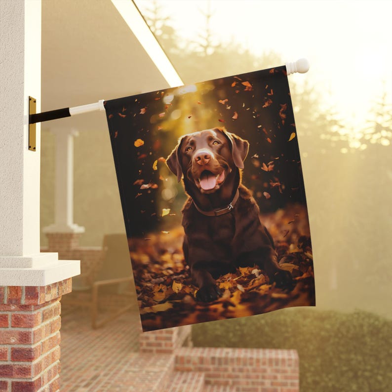 Chocolate Labrador Garden Flag, Fall flag - Perfect for Dog Lovers and Autumn Enthusiasts, Dog Flag, Outdoor Decor, Personalized Flag Lg Flag 24.5" x 32"