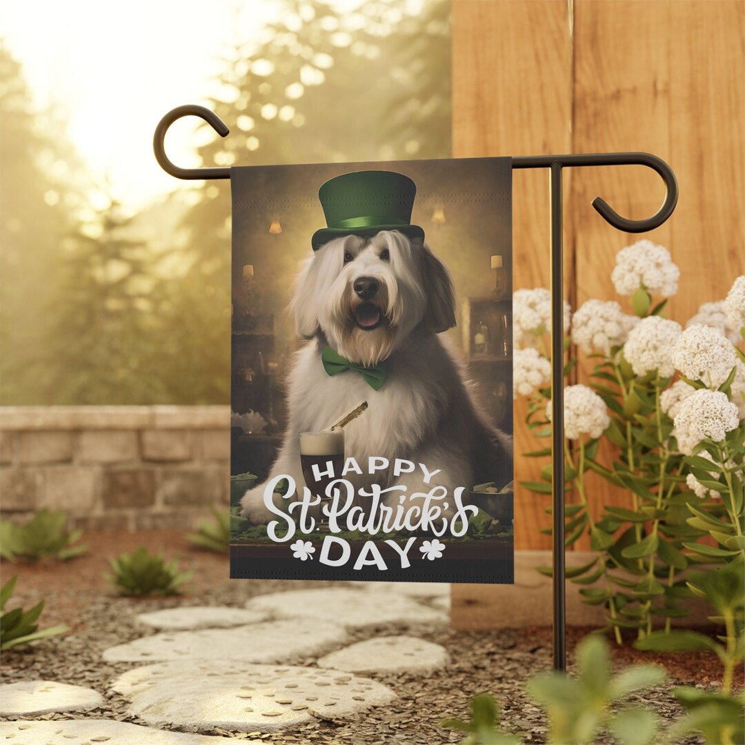 Luck of the Sheepdog Old English Sheepdog St. Patrick's Day Garden Flag