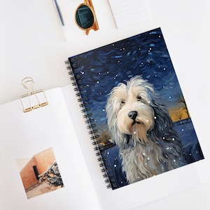 Old English Sheepdog Van Gogh Style Spiral Notebook - Ruled Line, Journal Gift, Personalized gift