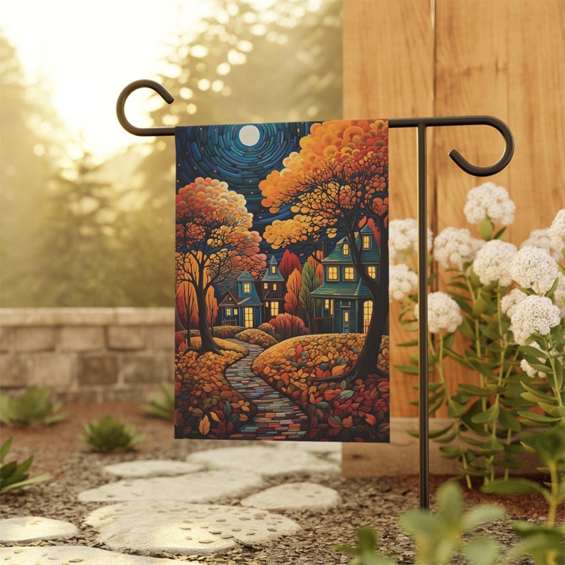 Fall Harvest Neighborhood Flag, Fall flag, Autumn Garden Flag, Outdoor decor, Small Garden Flag, Housewarming Gift, House Flag Sm Flag 12" x 18"