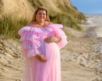 Kleid aus Tüll für Plus Size Model Fotografie Babybauch maternity photography