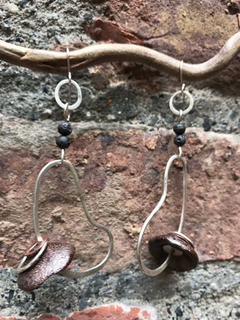 Sparkly bronze ceramic and sterling silver statement earrings