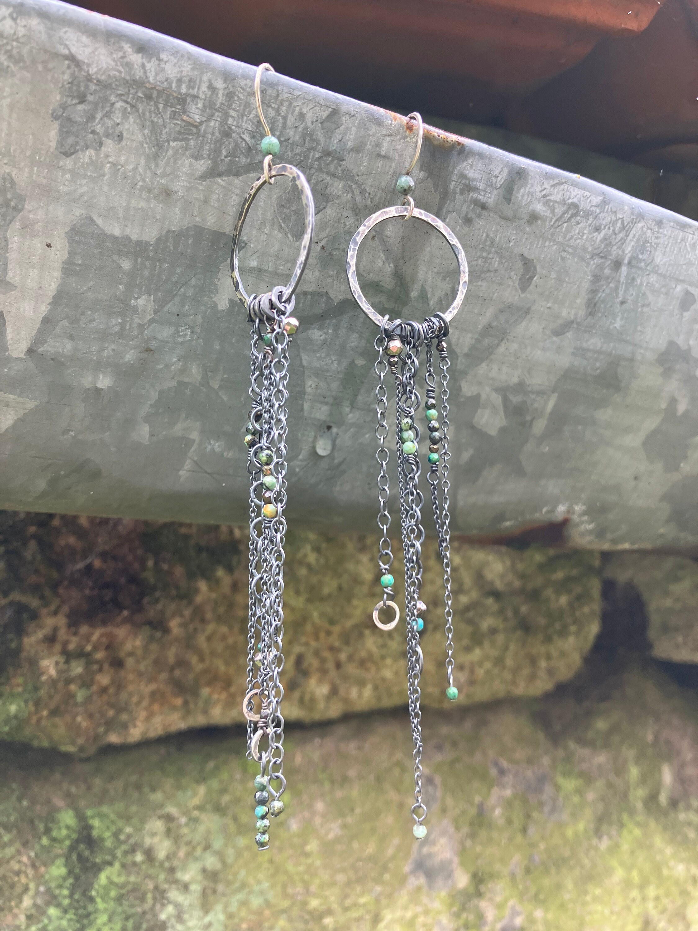 Handmade Turquoise and Oxidized Silver Shoulder Duster  display picture 1