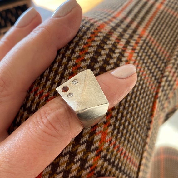 Citrin Ring, 54, Handarbeit, Edelstein Ring mit Citrin, Solitärring mit Citrin, Statementring mit Citrin, Cocktailring Silber