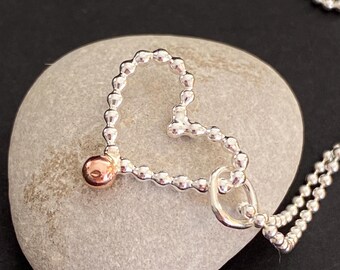 Heart necklace gold, gold heart pendant, tiny heart necklace, silver bubble heart necklace, gold heart pendant, heart necklace silver gold