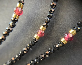 Spinell Halskette, echter Spinell Necklace, schwarzer Spinell Kette, schwarzer Stein Halskette, Granat Halskette, Multistein Halskette