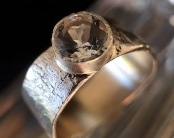 Topaz ring, topaz silver ring, designer ring with topaz, handmade, precious gem ring, white topaz silver ring, statement ring with topaz