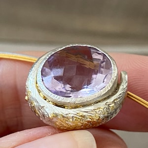 Colgante de amatista, amatista lavanda, amatista rosa de Francia, colgante de piedra grande, colgante de piedra preciosa genuina de plata, colgante de piedra preciosa grande