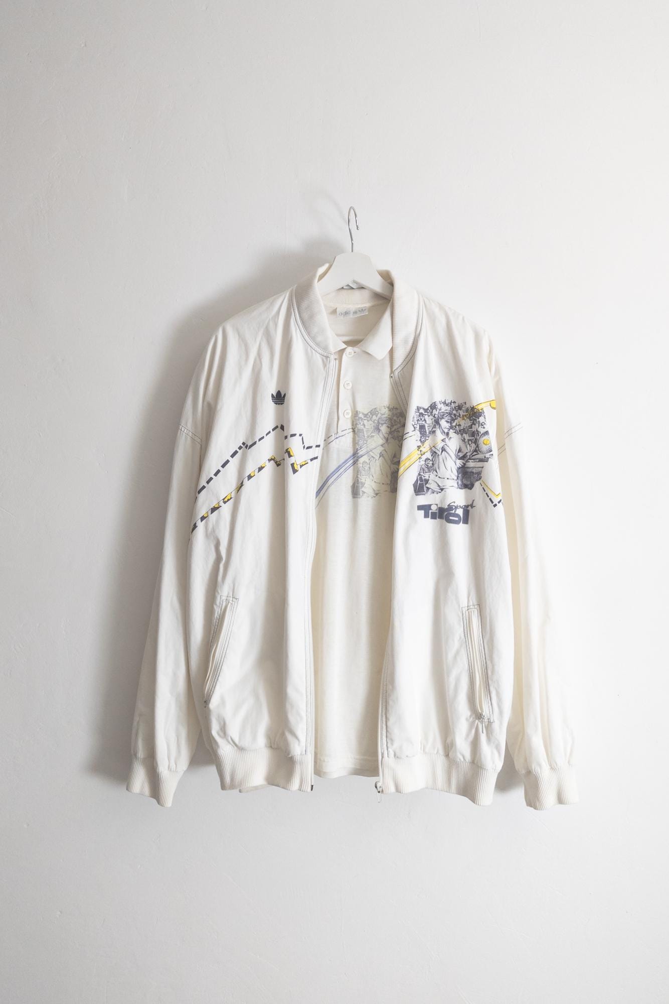 Vintage Tennis Polo, Stefan Edberg Era 1980s Aged White, Player