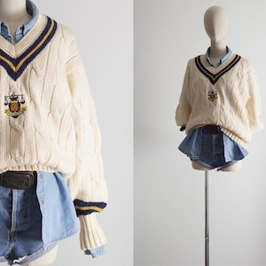 vintage umpire cricket sweater – creamy white - m/l
