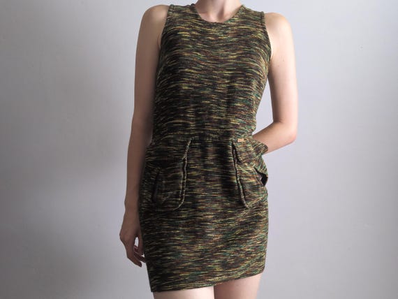 miss sixty tweed chenille jumper dress italian vintage earth tone