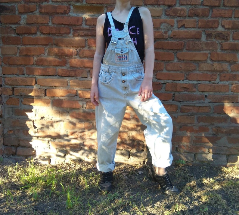 pre-owned womens vintage emanuel denim jumpsuit 70s|women jumpsuit|overalls bib and brace|italy seawear|jumpsuit vintage look|jeans jumpsuit