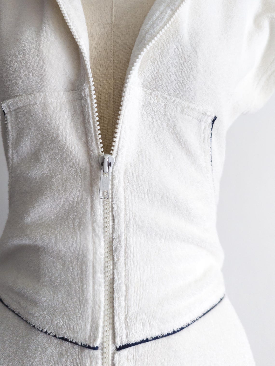 Vintage White Terry Cloth Unitard Retro Sports Jumpsuit Romper Xxs/xs ...