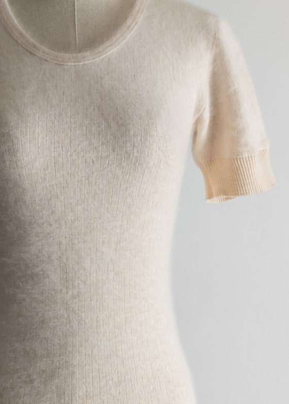 vintage cozy angora lingerie top, comfort soft crew-n… - Gem