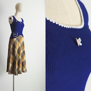 summer 70’s cute tank midnight moon rib tank top butterfly embellished and w/patch pocket, ribbed acrylic jersey (xs/xs/s)