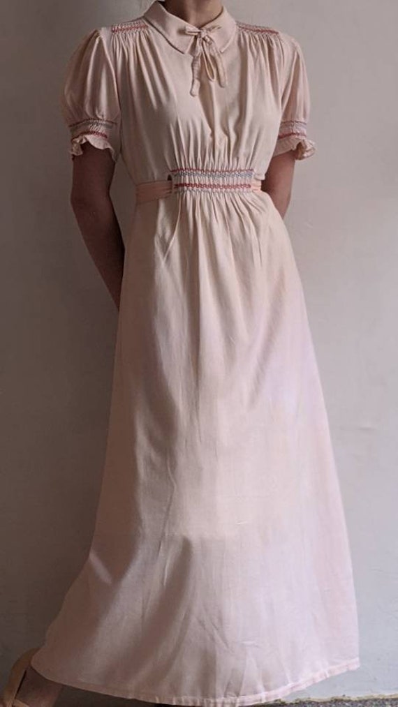 antique dusty pink pioneer cotton dress - image 9