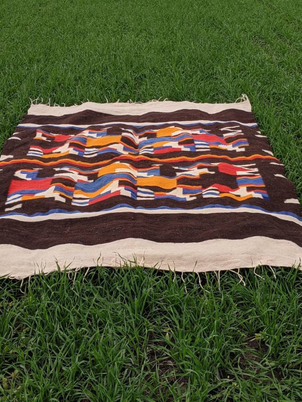 Aboriginal handloomed blanket natural wool flat woven rug Etsy
