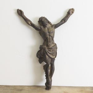 antique corpus christi crucifix in bronze.