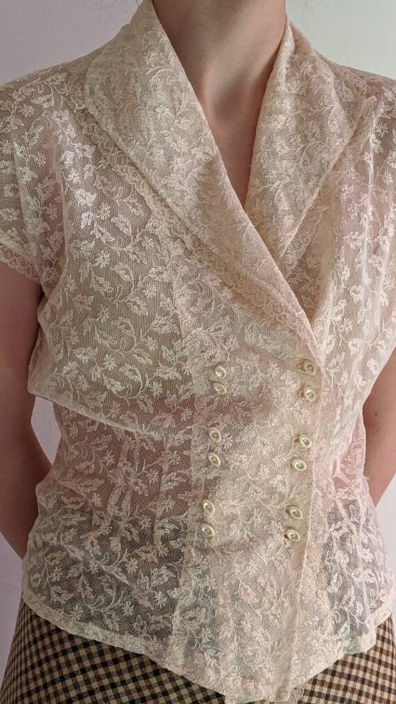 antique edwardian blouse needlerun net lace top