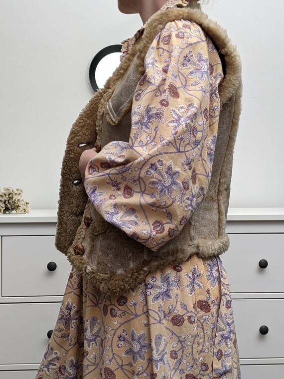 xs small cowgirl brown fur vest real curly shearli