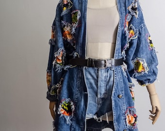 Vintage 00's True Religion Patchwork Denim Jacket Size L - Etsy