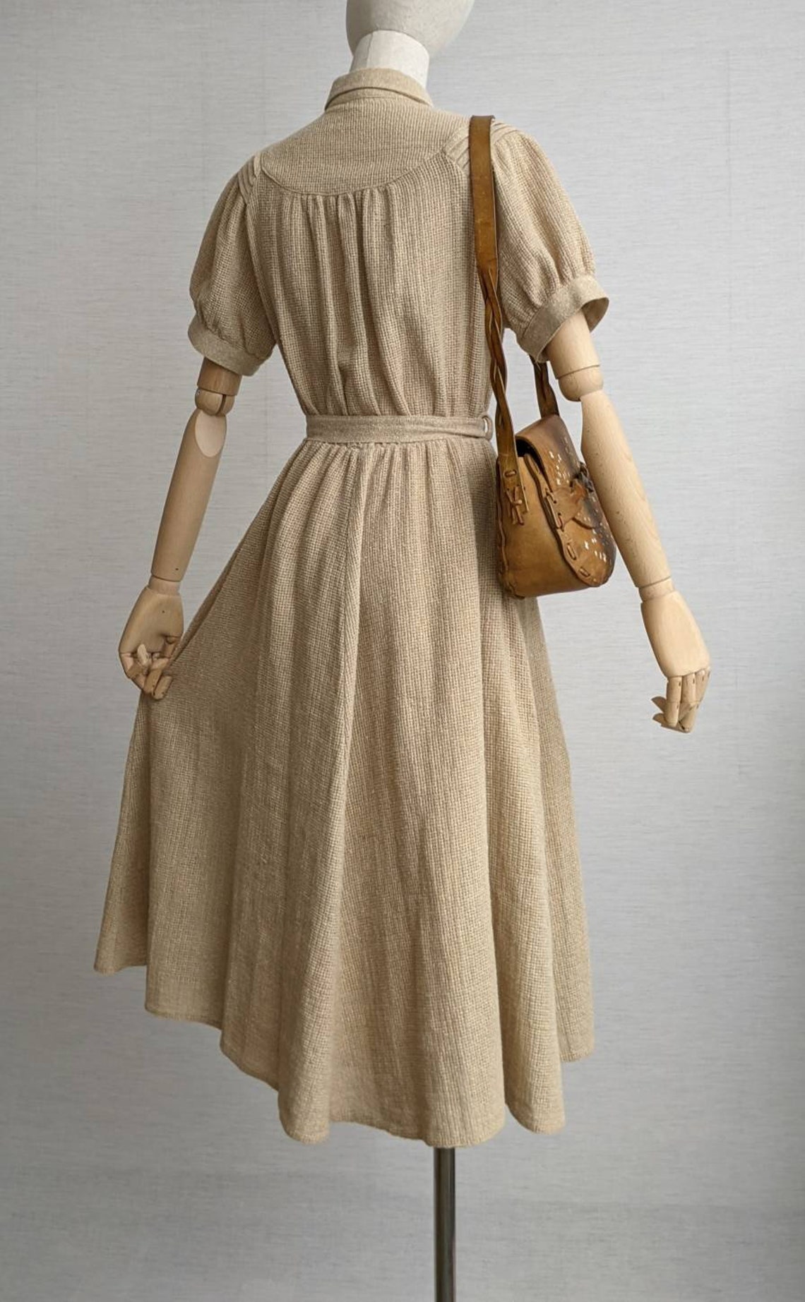 Women's unusual soft burlap dress in tan beige brown Etsy