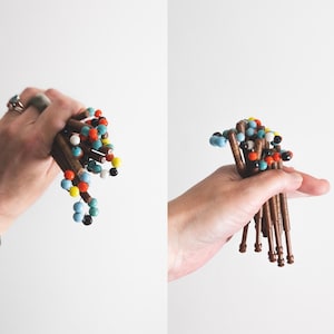 vintage plastic lace bobbins set of 10 spangled with colored beads lacemaking tools
