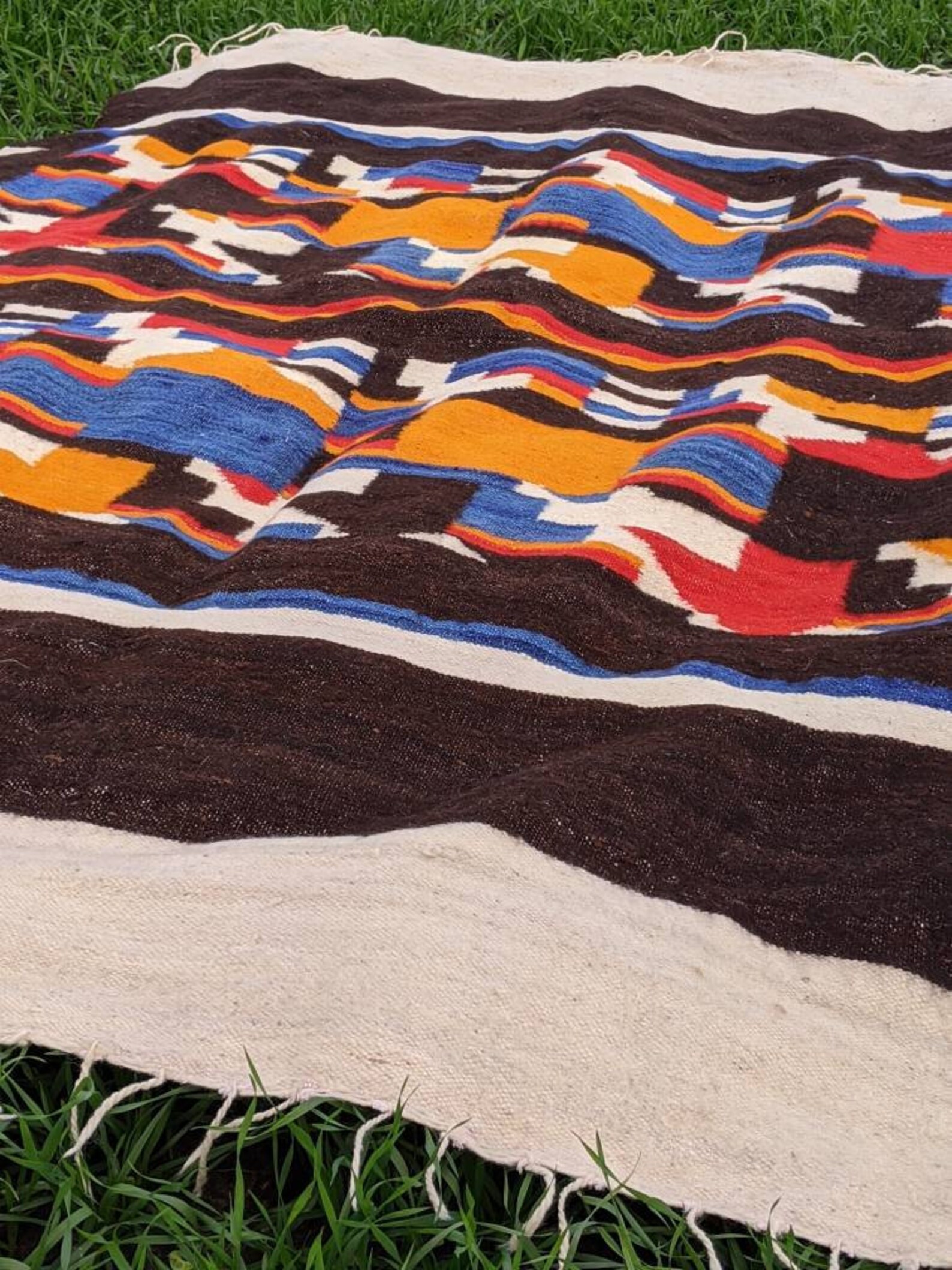 Aboriginal handloomed blanket natural wool flat woven rug Etsy