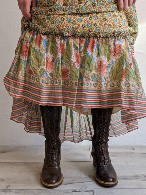 floral colonial prairie maxi flounce dress. ditsy
