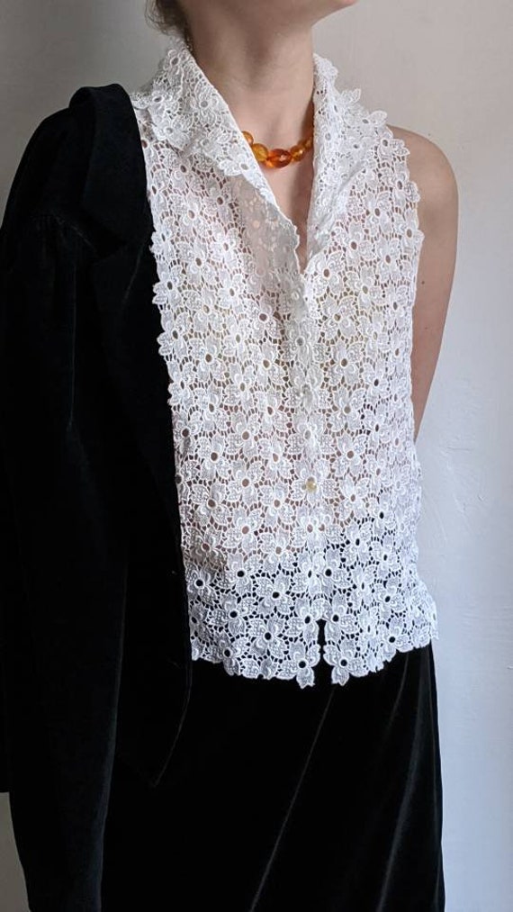 white lace dickie era vintage false collar