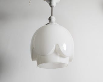 1960s white glass hanging light.