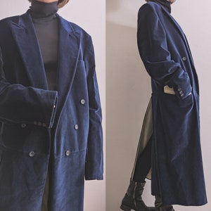 Velvet frock coat Victorian Edwardian-inspired vintage 1950s tailored bespoke made long formal men&#39;s coat sapphire blue velvet overfrock