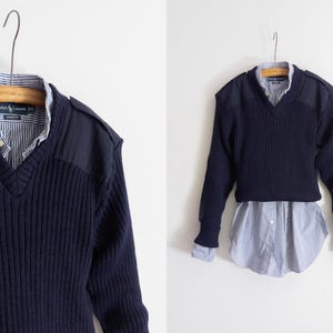 vintage navy wool utility chore sweater