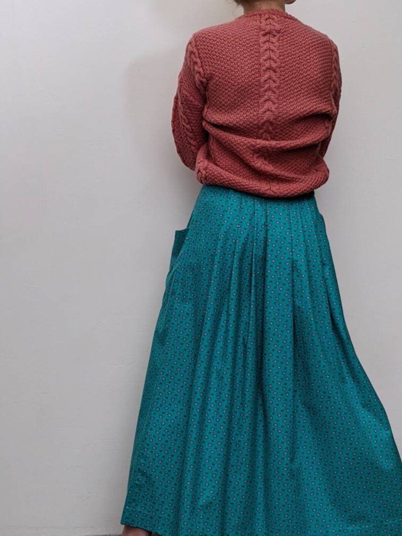 cotton flannel m vintage romantic dirndl skirt button front ditsy floral skirt ethnic austrian dirndl skirt loose comfortable cotton skirt