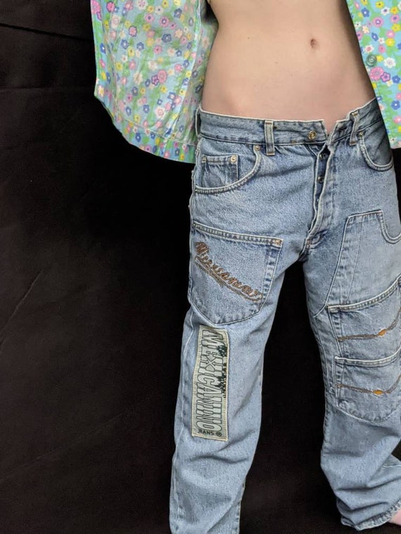ex-boyfriend many pockets jeans, patch pockets mex