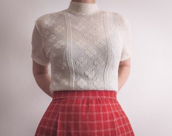 White knit jersey top vintage 1960s by St Michael