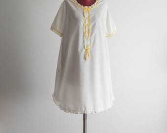 1960s chemise white babydoll nightshirt dress - medium/large