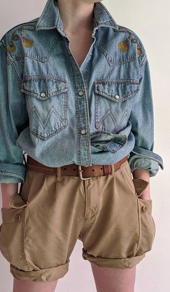 embroidered denim western shirt - era vintage mond