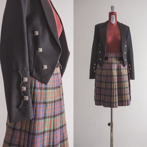 Scottish Argyle Argyll kilt jacket Prince Charlie Jacket without waistcoat vest British classics open front black wool jacket Highlandwear