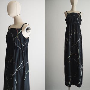 1970s marimekko ash black longline dress (s)